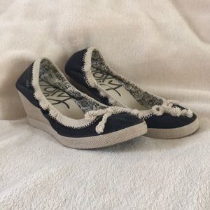 Black and creme wedge heels